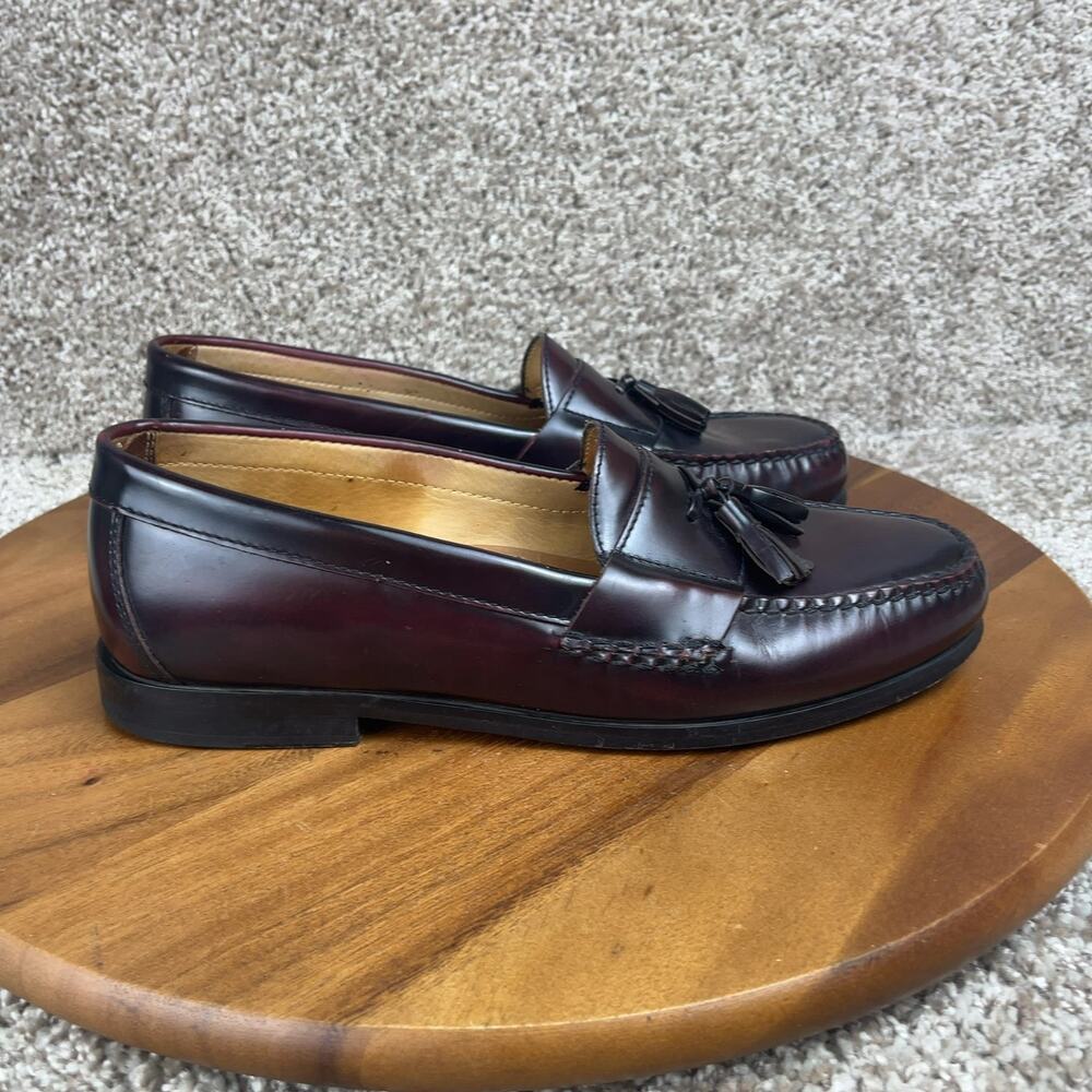Johnston & Murphy Mens Sz 10.5 M Burgundy Leather Tassel Loafers 15-1094 Brazil